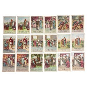 Antique 1908 Bible Lesson Picture Cards David C Cook Lot of 18 Christian Vintage